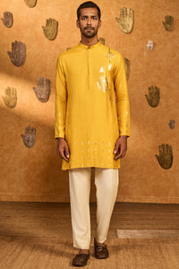 Ochre Trinklet And Pots Kurta Set
