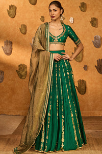 Green Totem Line Lehenga Set