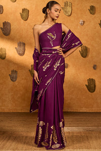 Berry Cherry Wine Saree