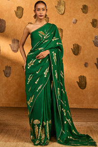 Green Cherry Wine Saree