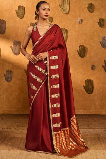 Red Fern Flame Saree