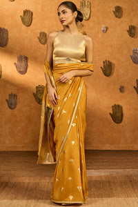 Ochre Tea Blossom Saree