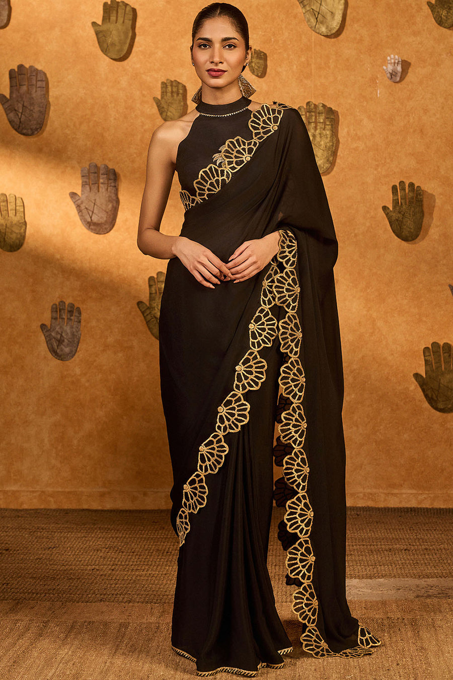 Black Windrose Saree
