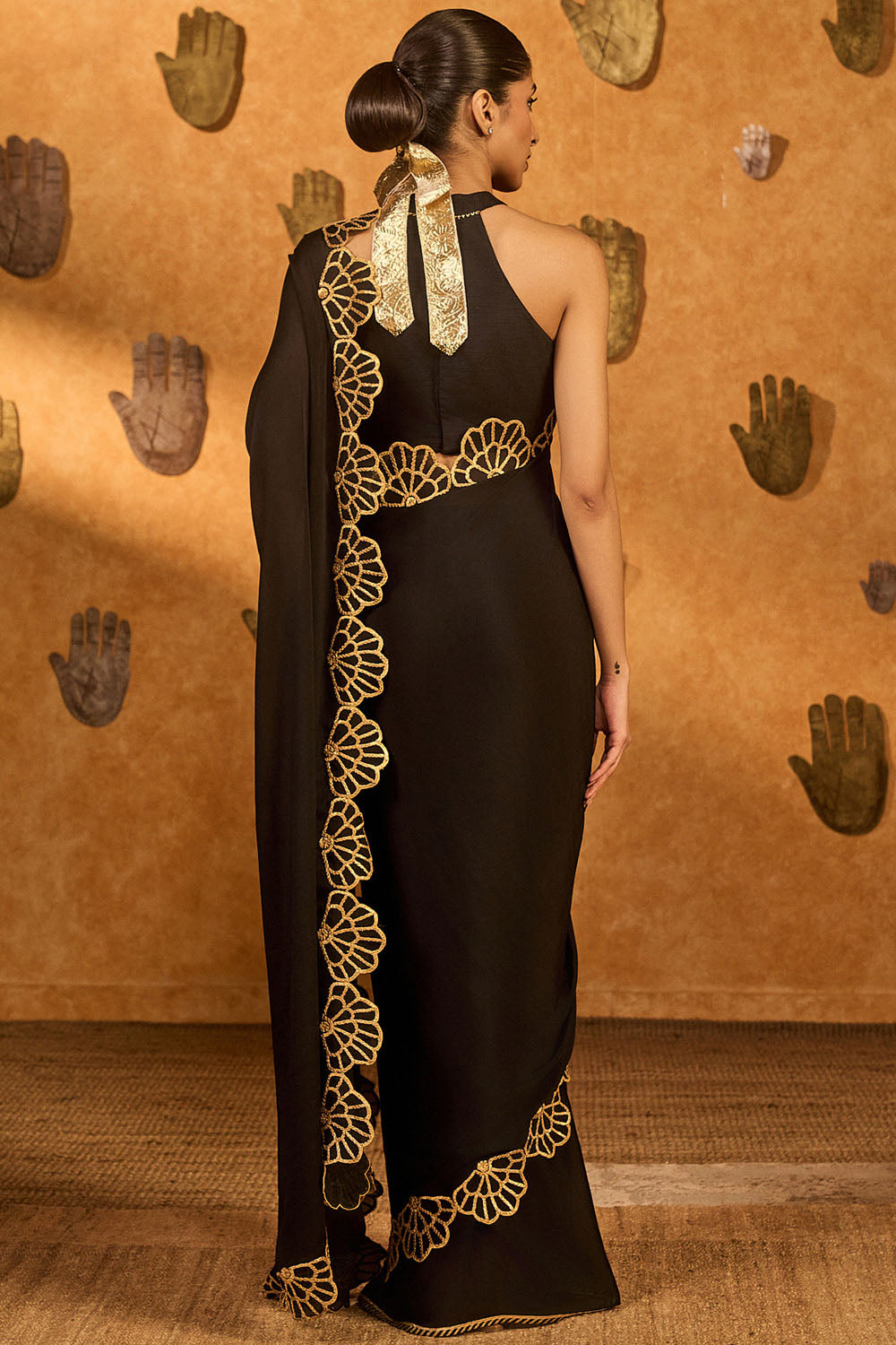 Black Windrose Saree