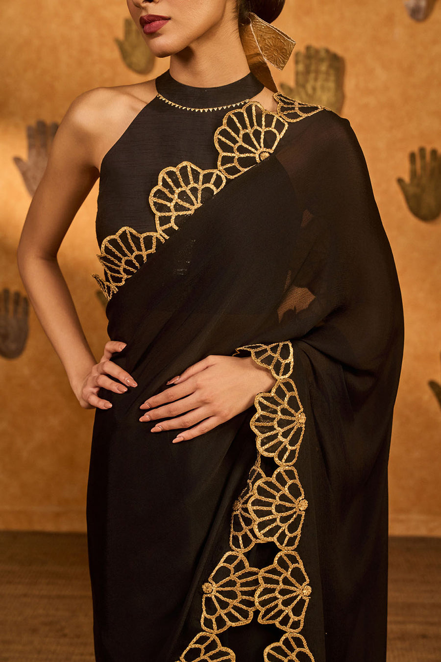 Black Windrose Saree