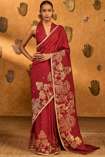 Red Zen Saree