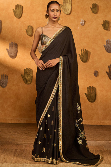 Black Wishdrop Gota Saree