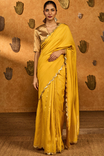 Yellow Bird Tales Saree