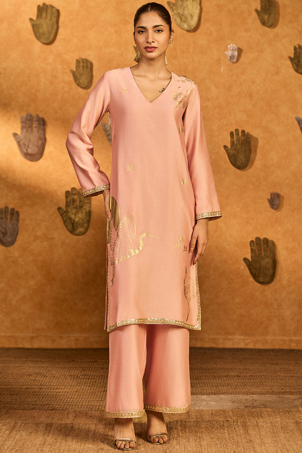 Babypink Crane Dawn Kurta Set