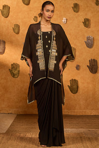 Black Heartbeat Draped Corset Set