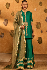 Green Gilded Sharara Set