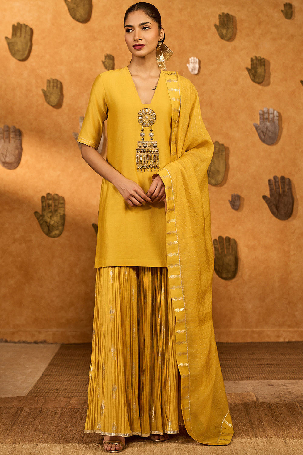 Spiced Ochre Gilded Kettle Kurta Set