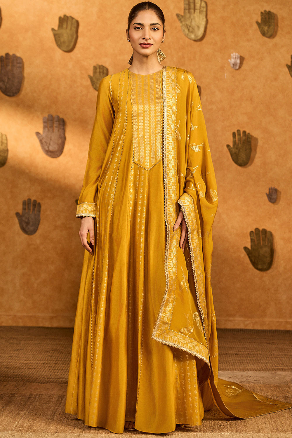 Ochre Snow Light Anarkali Set