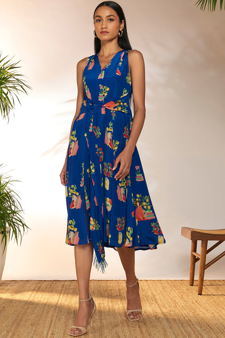 Blue Tangy Tango Midi Dress