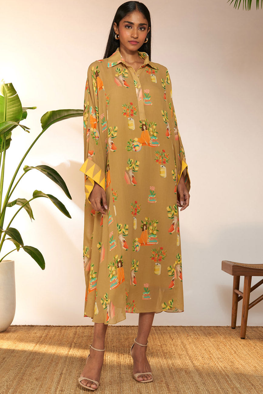 Tan Tangy Tango Collar Kaftan