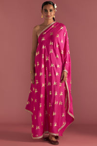 Magenta Irisbud One Shoulder Kaftan