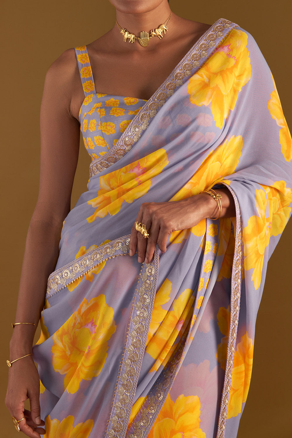 Lilac Sunshine Mimosas Saree