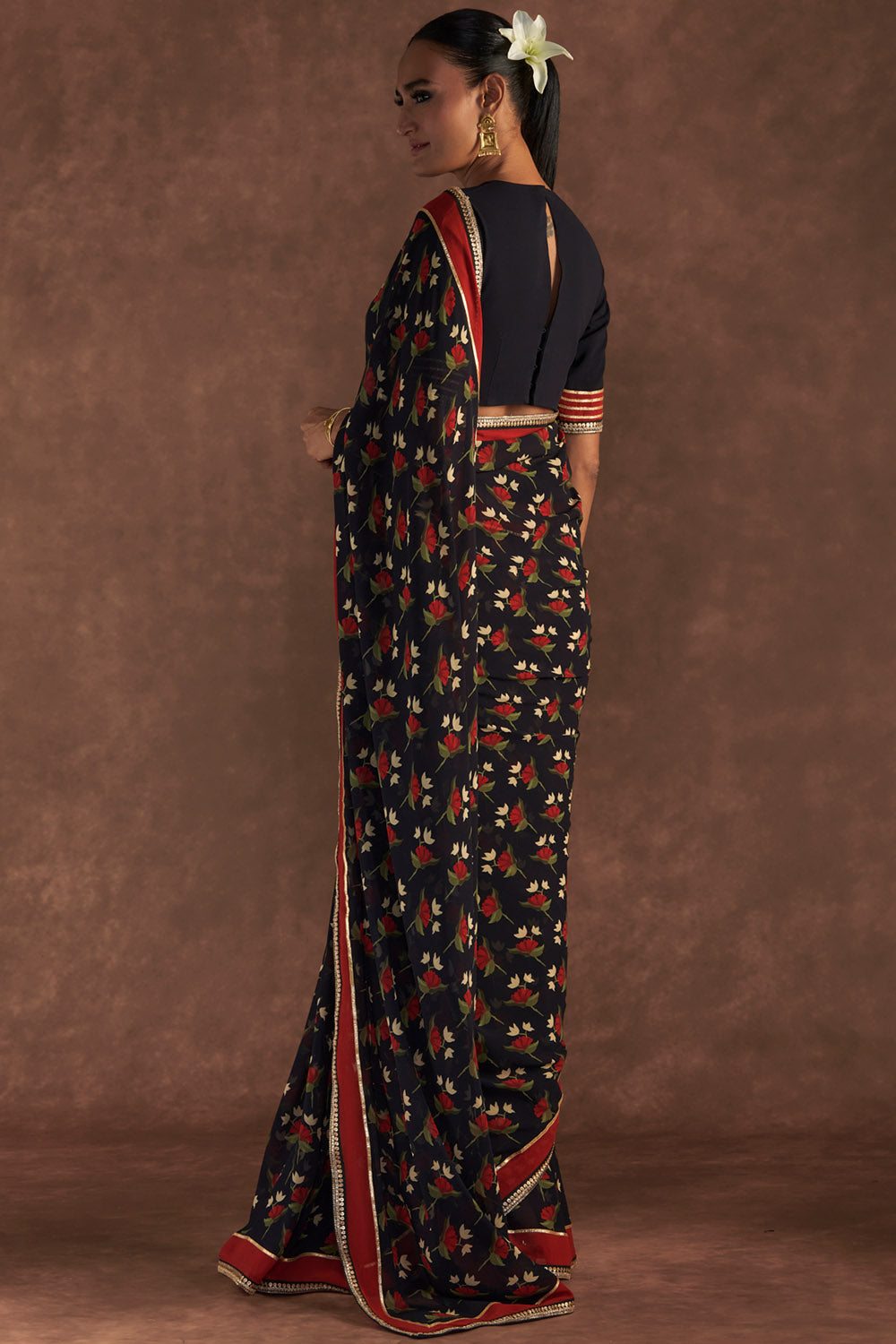 Black Irisbud Saree