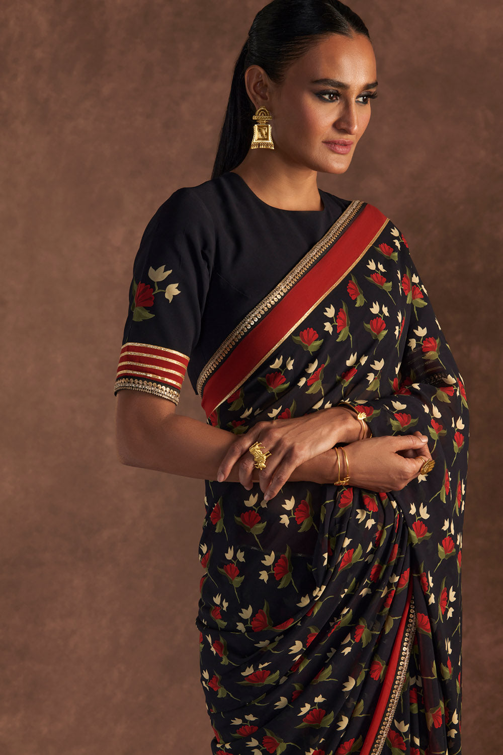 Black Irisbud Saree