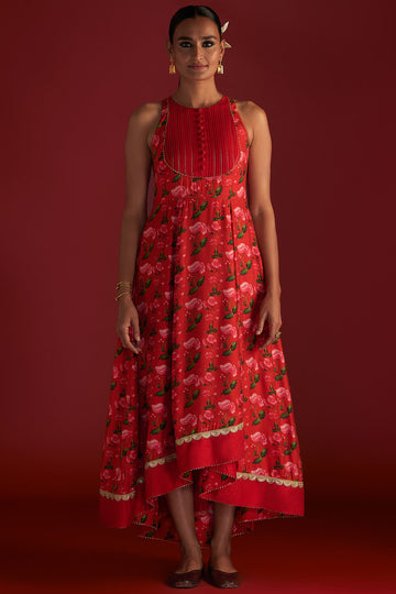 Red Rain Lily Kurta Dress