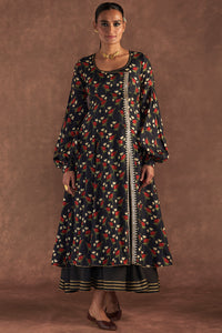 Black Irisbud Kurta Dress