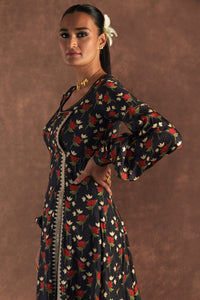 Black Irisbud Kurta Dress