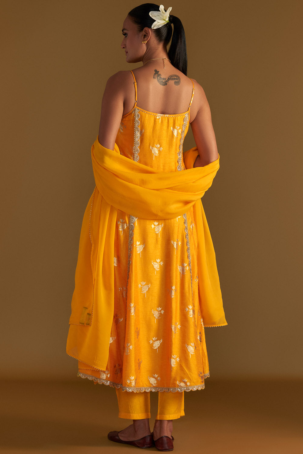 Mango Yellow Irisbud Anarkali Set