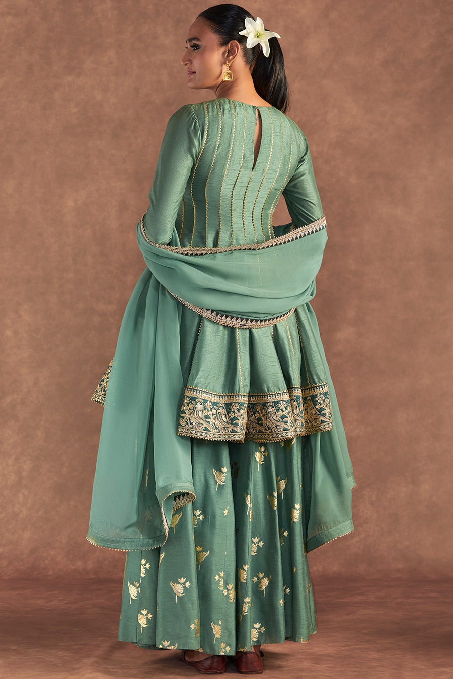 Moss Green Irisbud Sharara Set