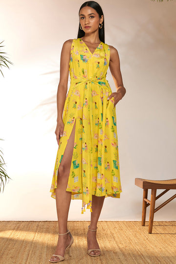 Lemon Yellow Jam & Toast Midi Dress