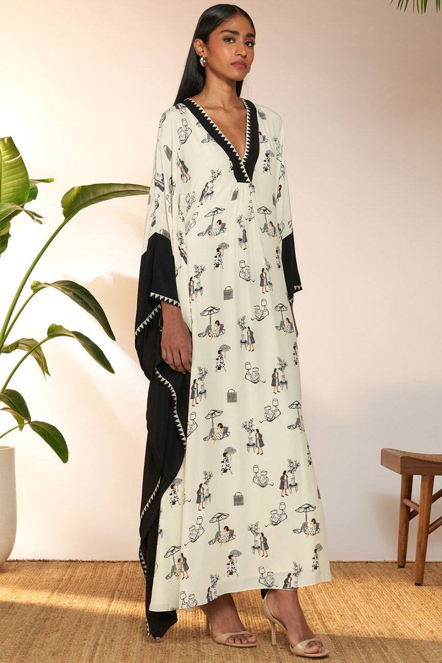 Ivory Jam & Toast Contrast Kaftan