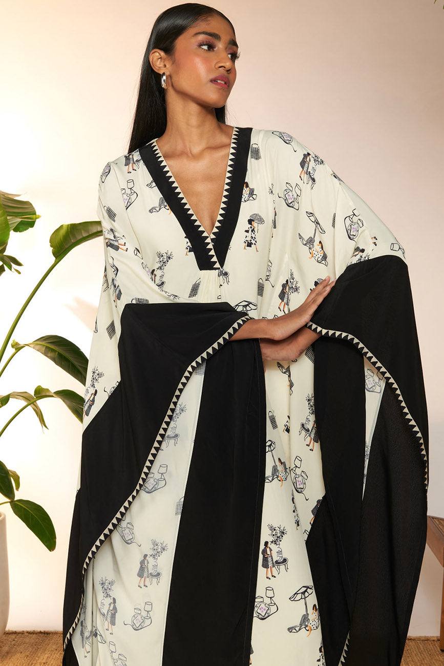 Ivory Jam & Toast Contrast Kaftan