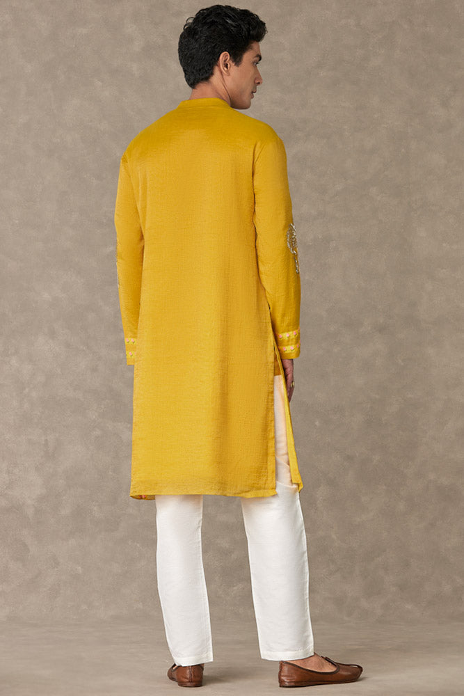 Corn Yellow Shajara Kurta