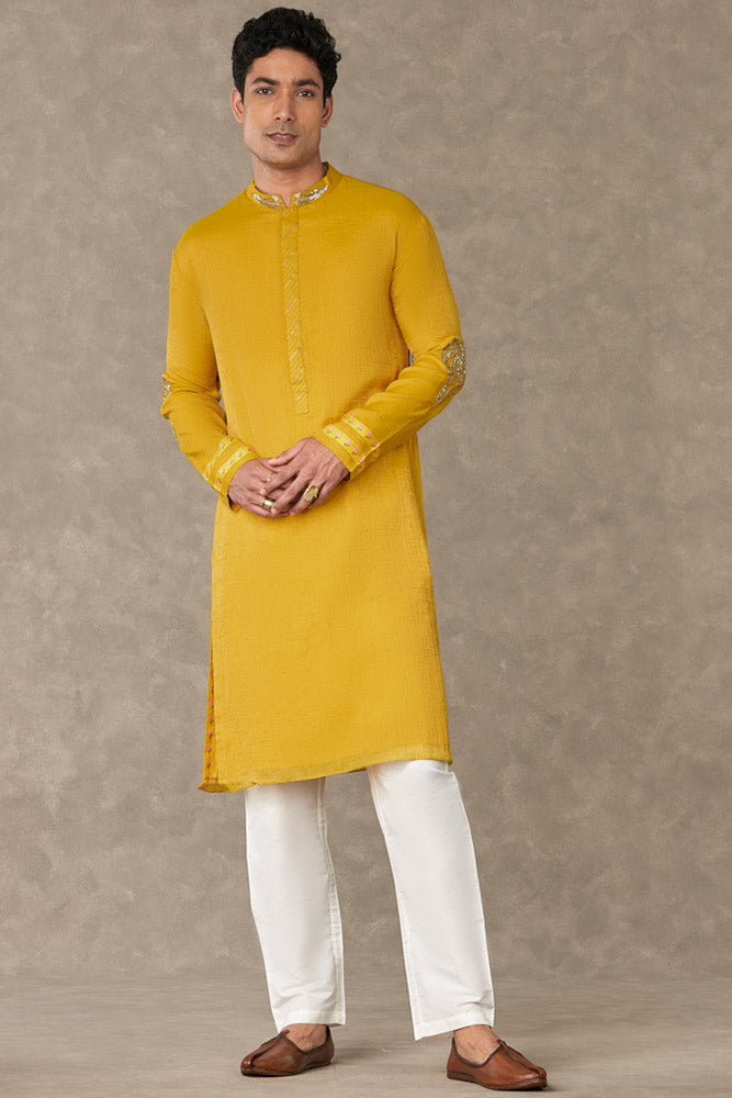 Corn Yellow Shajara Kurta