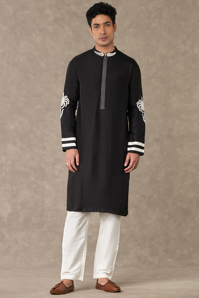 Black Shajara Kurta Set