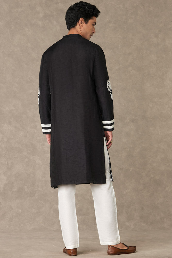 Black Shajara Kurta Set