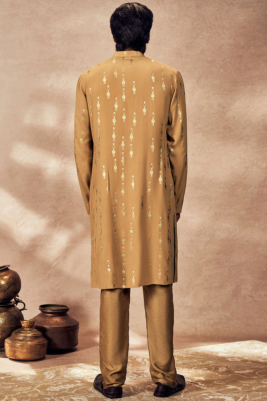 Beige Tribal Pillar Kurta Set