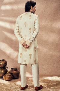 Ivory Traveller's Palm Jacquard Kurta