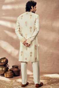 Ivory Traveller's Palm Jacquard Kurta Set