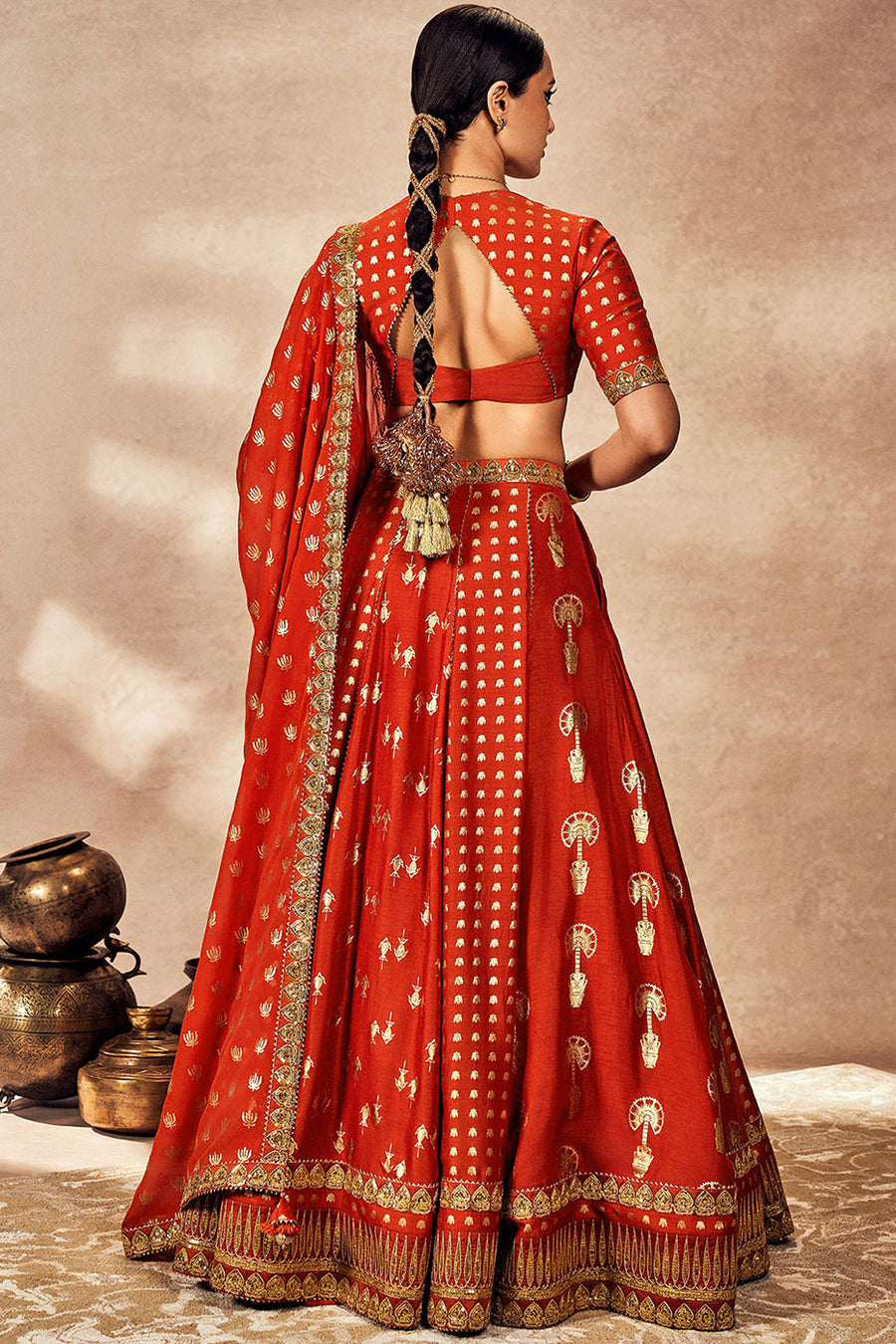 Rust Foil Lehenga Set