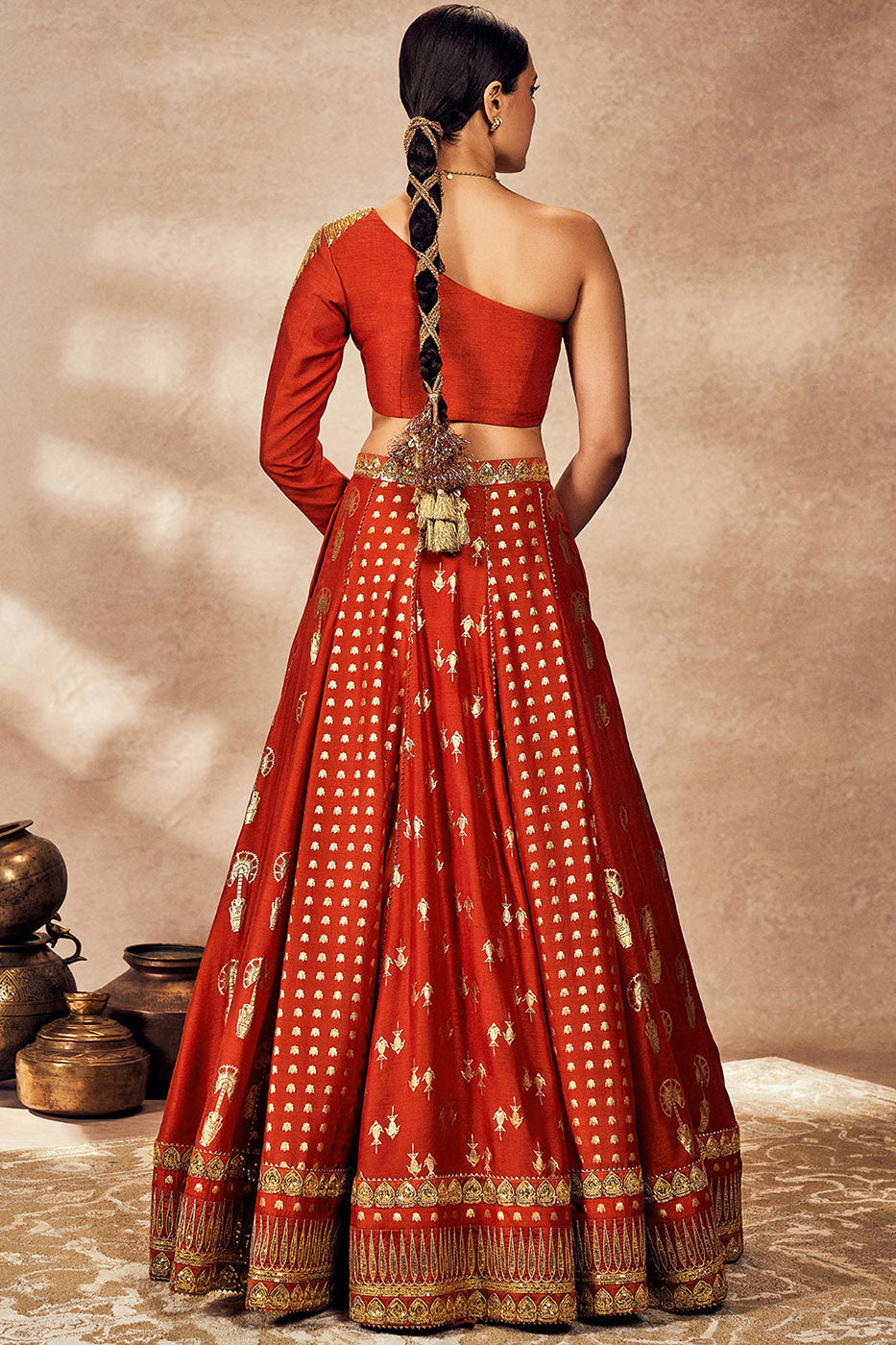 Rust Foil Lehenga Set