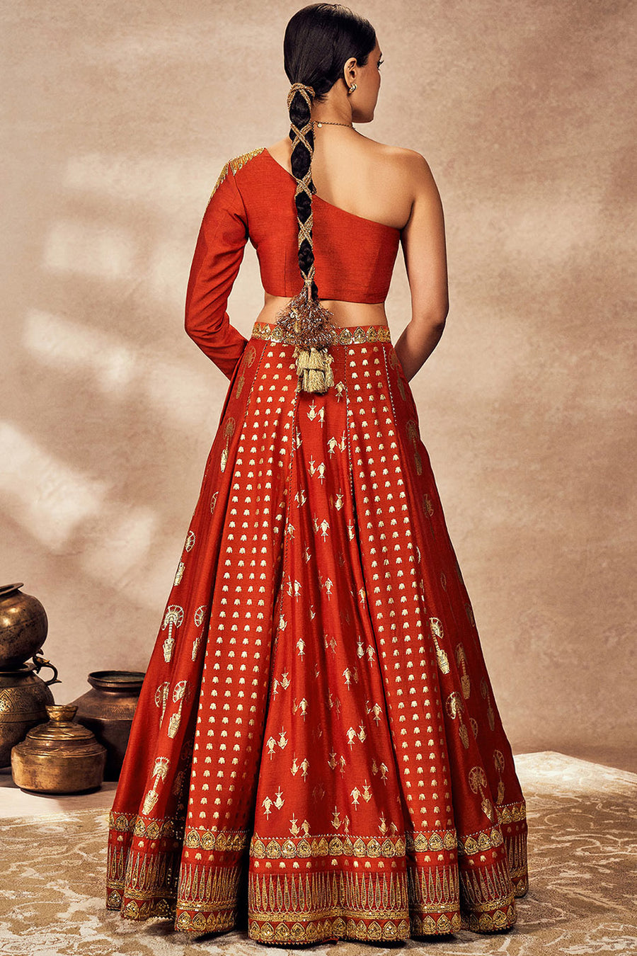 Rust Foil Lehenga Set