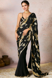 Black Pink Potters Touch Gota Saree