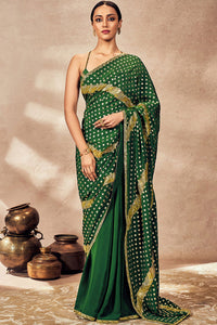 Green Palmscape Gota Saree