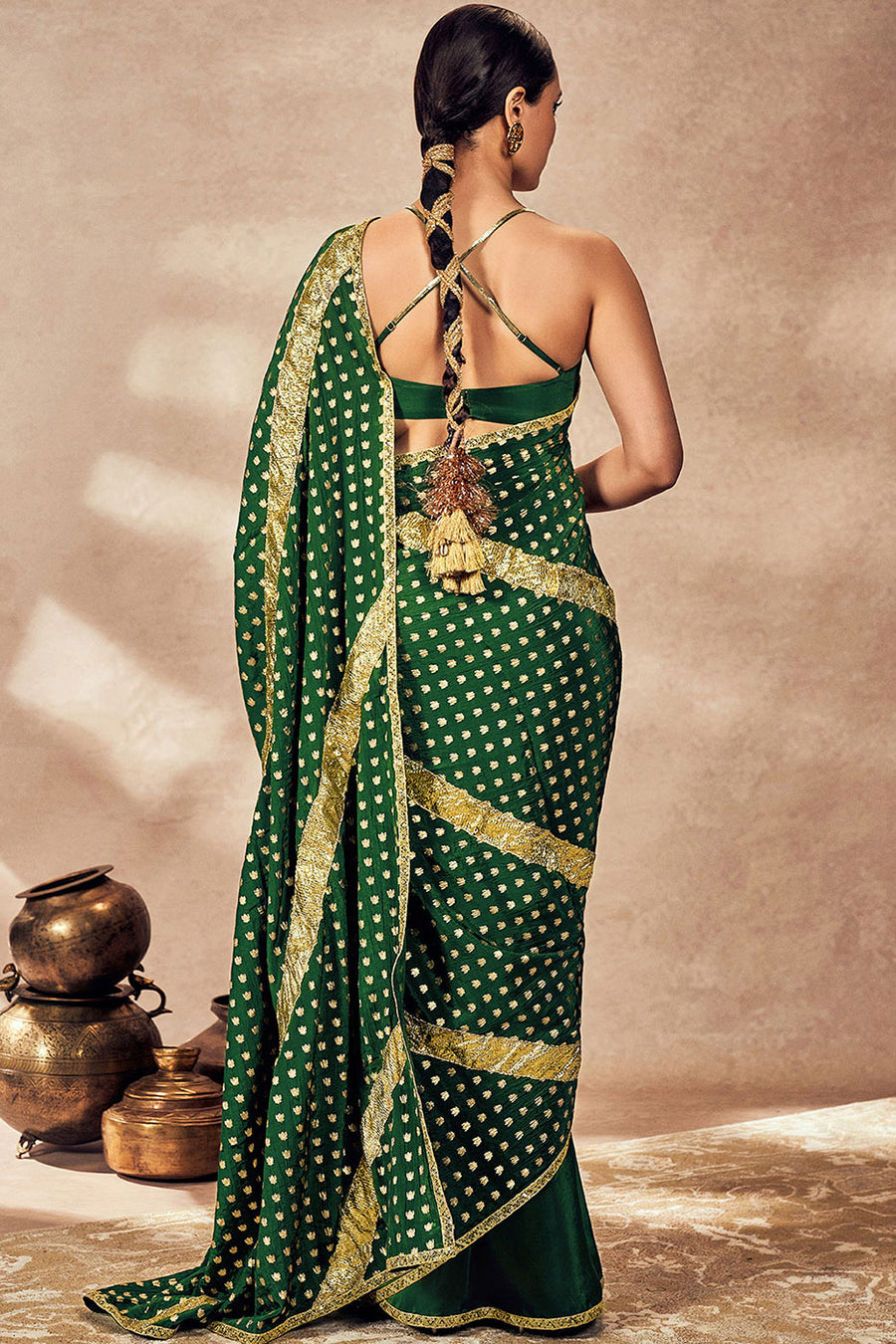 Green Palmscape Gota Saree