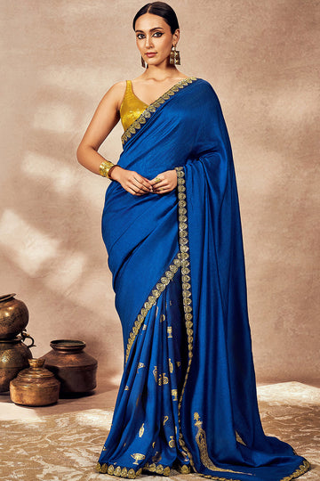 Blue Potters Touch Saree