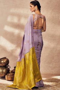 Lime And Lilac Jacquard Saree