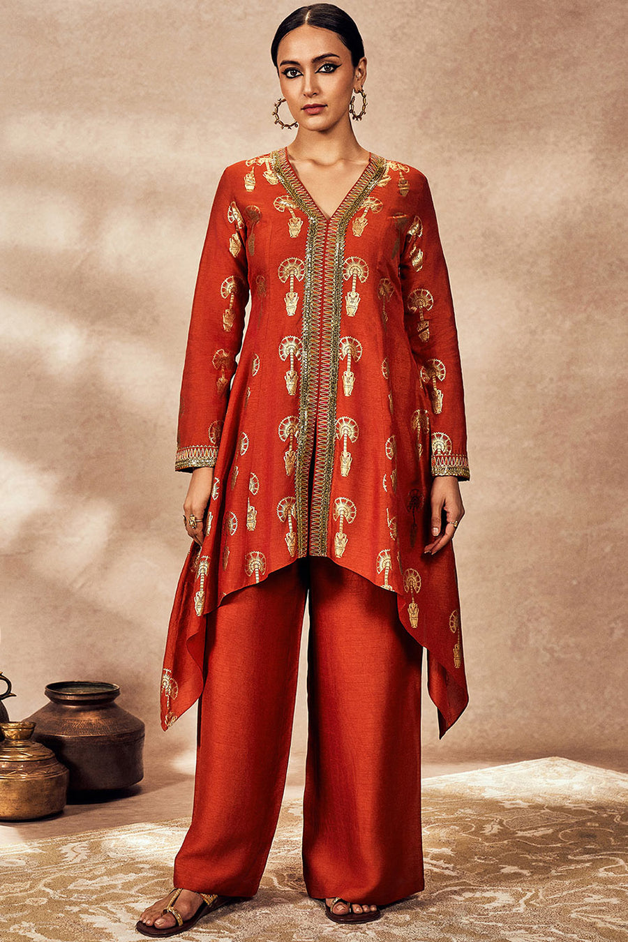 Rust Traveler's Palm Tunic Set