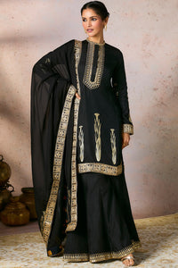 Black Whispering Lily Sharara Set