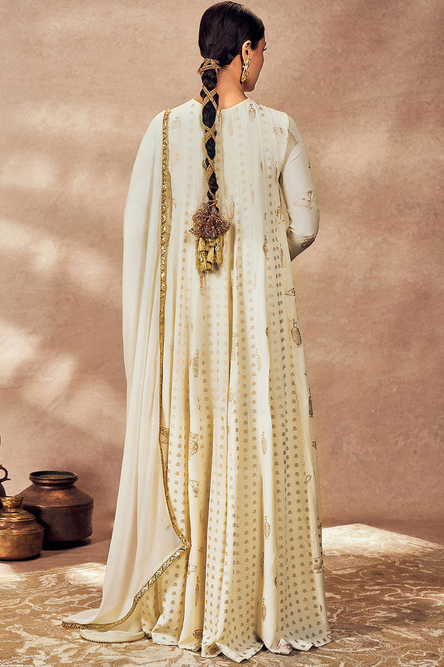 Ivory Potters Touch Anarkali Set