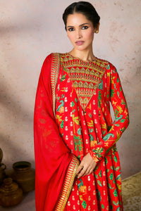 Red Tropical Rhapsody Anarkali Set